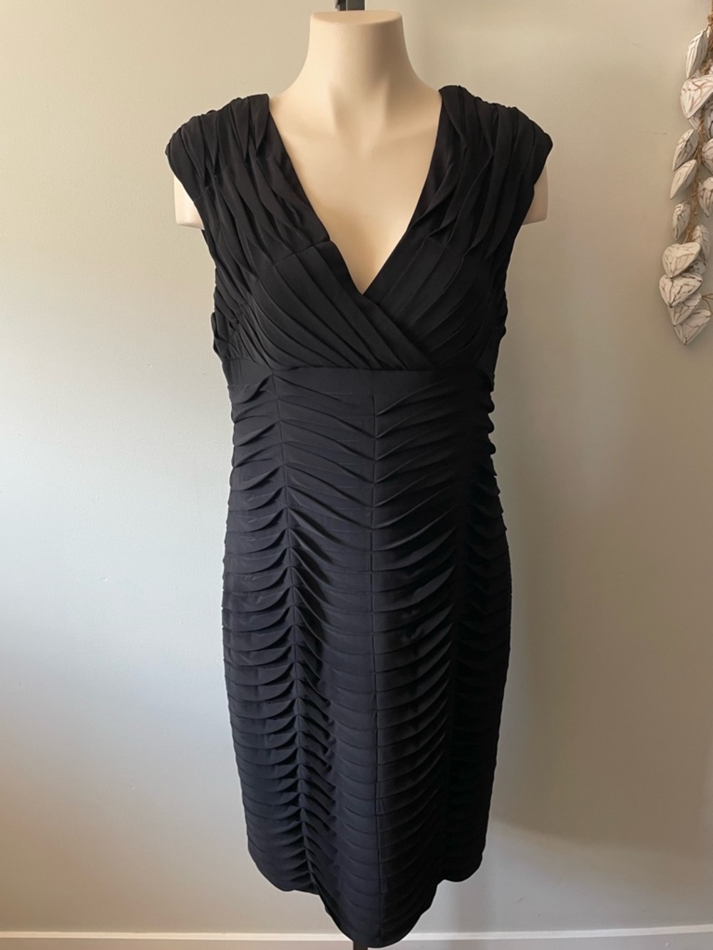 Adrianna Papell Ruched Sheath Dress Cocktail Evening Bodycon Sheath Size 14